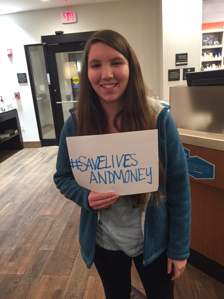 Hannah Plunkett from Niagara Falls at the New York State Capitol to discuss tobacco control.